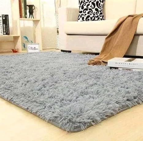 Jack Brown Luxury Ultra Soft Fluffy Rug Carpet, Plain Grey