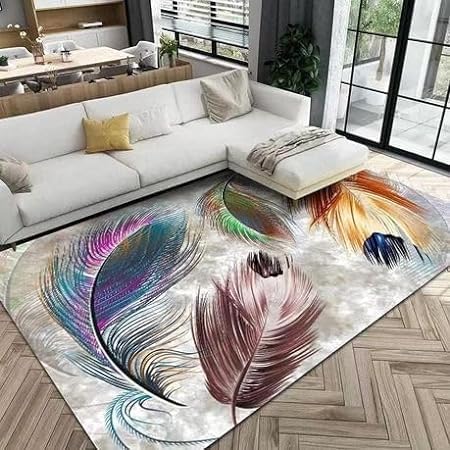 DREAMWORLD Modern 3D Geometric Design Rug - Feathers